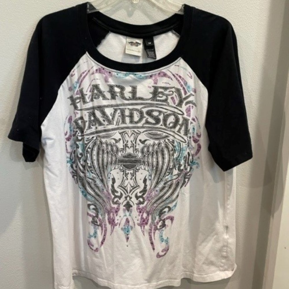 Harley Davidson White W/Blk Sleeves Women's Size 1X
